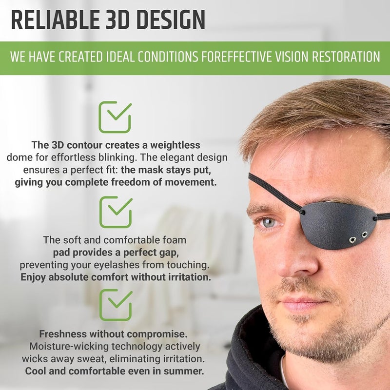 Handmade Black Premium Kydex Eye Patch with Soft Foam Padding, Adult Eye Patch for Men and Women - Image 5